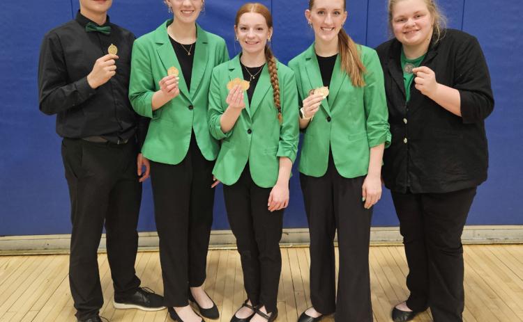 The High Plains Storm qualified five for the Nebraska Class D State Speech Meet which will be held at Kearney High School on Saturday, March 28th. From (L-R)- Garyt Lesiak, Rylee Hofmann, Madi Zerr, Peyton Hofmann, Jayden Engler. Photo was provided.