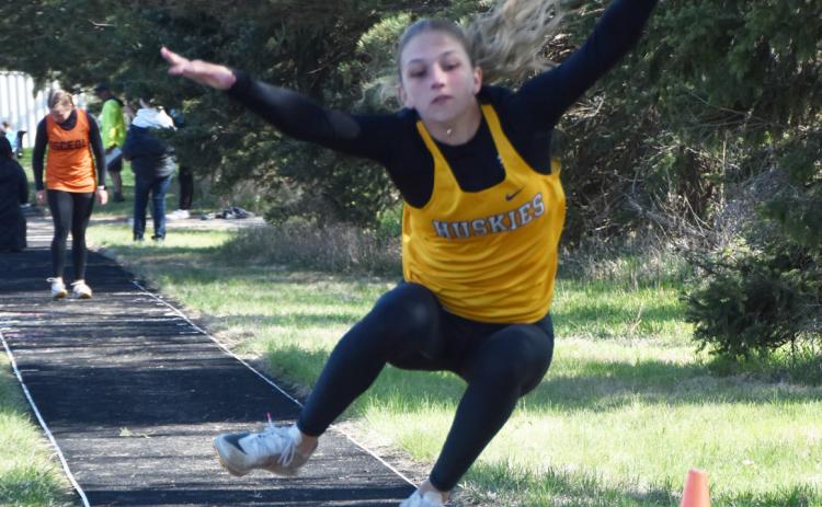 Danica Watts (SRC) takes a leap in long jump. She placed fourth. PCN photo by Beth Sparrow.
