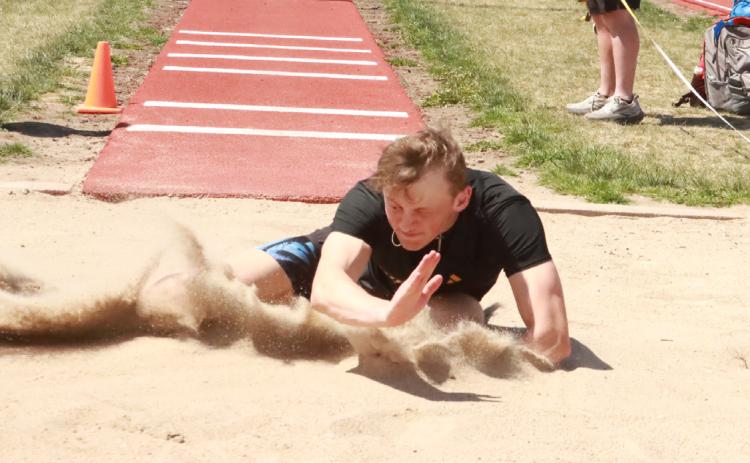 Shelby-RC junior Jett Vrbka won both the long jump and the triple jump at the Centennial Invite last week. He also placed in the 200 meters. PCN photo by Ken Kush.