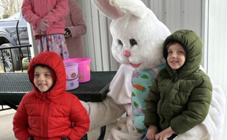 Gresham kids enjoyed meeting the Easter Bunny on a cold and windy day. Photo provided.