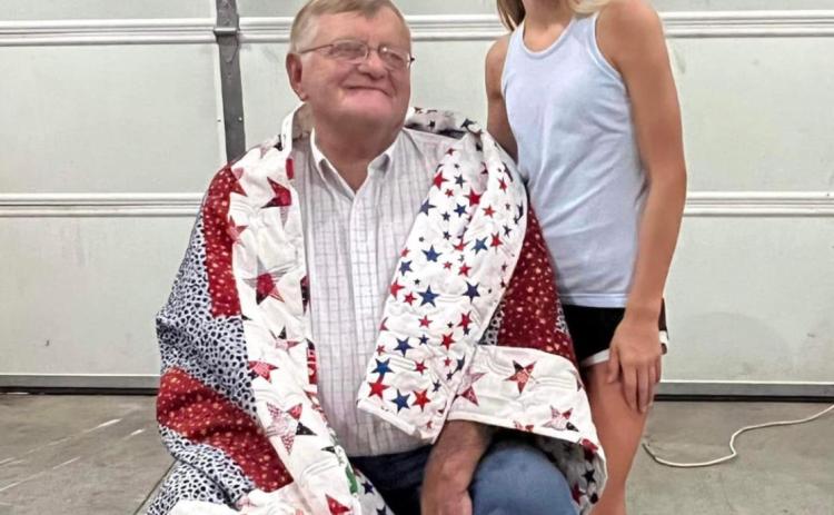 This last weekend Bob Blase was awarded a Quilt of Valor. Pictured is Bob with Halee Peterson, who made the quilt for him. Photo provided.