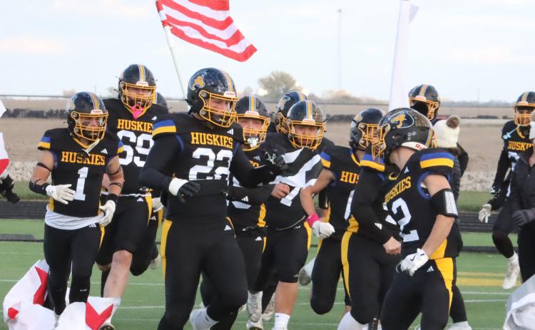The Shelby-RC Huskies take the field in the second round of the Class D1 State Football Playoffs. The Huskies are 10-0 after their win over Bloomfield on Friday and will host the Pender Pendragons in the quarterfinals this Friday. PCN photo by Ken Kush.
