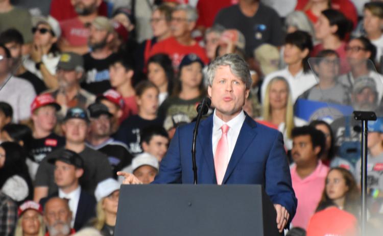Attorney General Hilgers (above) and Representative Adrian Smith (below) were two who spoke briefly at the Republican rally on Monday. PCN photos by Beth Sparrow.