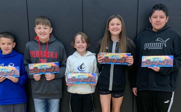 These students never missed a month of Book-It. Left to right is Evan Osantowski, Braxton Augustin, Chase Carter, Kierslyn Cattau, Dylan de La Rosa Armas. Photo provided.