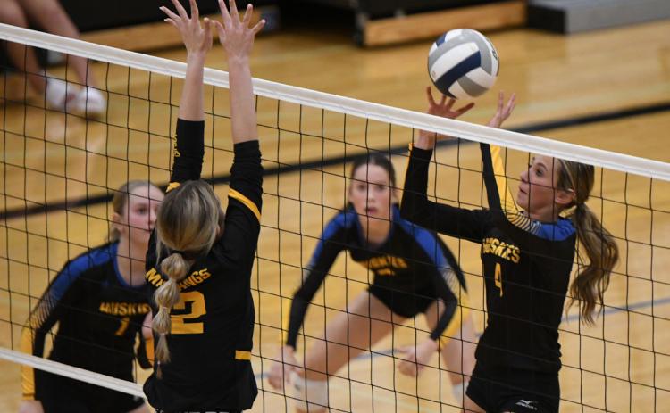 Kendall Nickolite sends a free-ball back over the net on Thursday against McCool Junction. PCN photo by Rick Holtz.