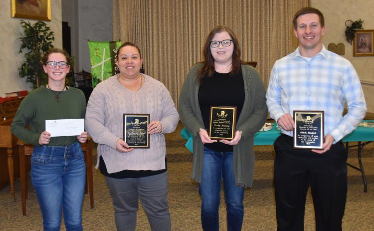 Jaci Rutherford (left), Lisa Shoup of Scandinavian Mutual Insurance, Nealey Branting and Mitch Boshart were recognized last week at the Chamber Awards.PCN photos by Beth Sparrow