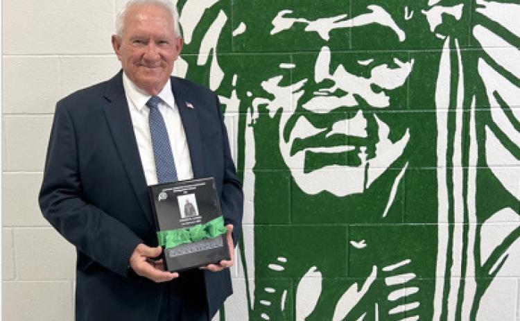 Sheriff Dwaine Ladwig recently received the DistinguishedAlumni award at his alma mater from the Schuyler Community Schools Foundation. Photo provided.
