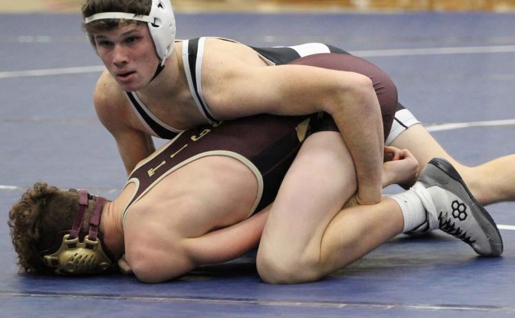 Jed Berggren wrestles his opponent from East Butler at the triangular at Cross County last week. PCN photo by Travis Lane.