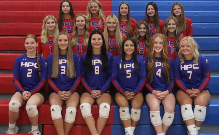 The High Plains Storm 2025 volleyball; team: front from left, Front row (L to R): Madilynn Zerr, Rylee Hofmann, Dakota Gress, Gahvrielle Lesiak, Peyton Hofmann, Kenslei Carlson. Middle row (L to R): Tessa Morris, Bailey Gress, Hallie Jo Urkoski, Jacey Dubas, Kinley Spurling Back row (L-R): Ava Lindburg, Taya Hans, Elle Warnick, Brooklynn Welch , Payton Ackerson. PCN photo by Ken Kush.