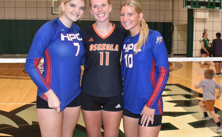 Emma Brown, Eastyn Kropatsch and Courtney Carlstrom competed in the CCC All-Star Volleyball Game in Columbus last Thursday. PCN photo by Beth Sparrow