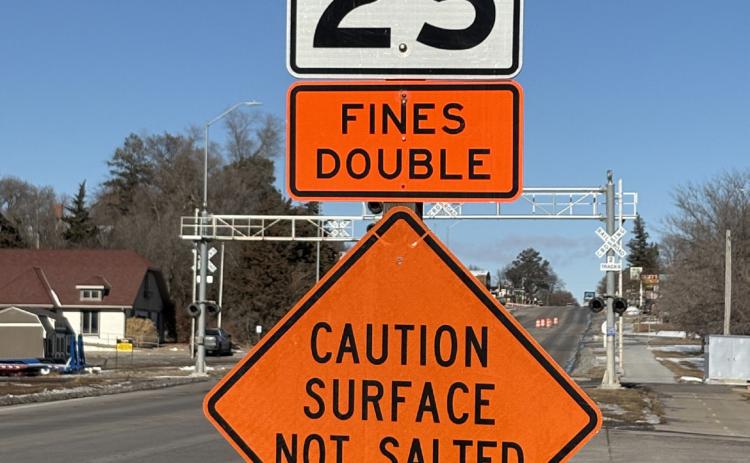 Above: Signs like this one are on highways that have been recently paved. This one is just when entering Stromsburg, but one is also near Columbus. PCN photo by Beth Sparrow.