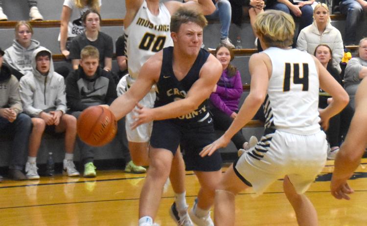 Alex Noyd drives the lane and passes during the seasonopener against McCool Junction. PCN photo by Beth Sparrow