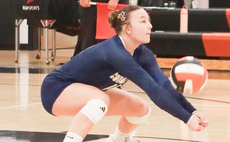Cross County senior Ava Pruter digs up the pass against Twin River last week. Pruter turned in a solid week as she finished with 25 kills and 26 digs as she helped the Cougars end a four game slide. PCN photo by Ken Kush.