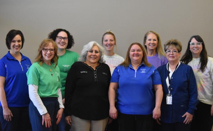 The Polk County Health Department is now located on the square in Stromsburg. Pictured are PCHD staff (L to R): Evette Watts, Jaci Swantek, Jorgan Siegel, Darla Winslow, Jenni Conkel, Crystal Jones, Nancy Hengelfelt, Cheryl Erickson, and Kim Winslow. Not pictured: Kendra Warren and Emma Jones. PCN photo by Cienna Friesen.