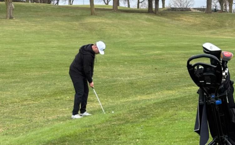 Collin Vrbka gets ready to take a swing. He placed 18th at David City. Photo provided by SRC yearbook.