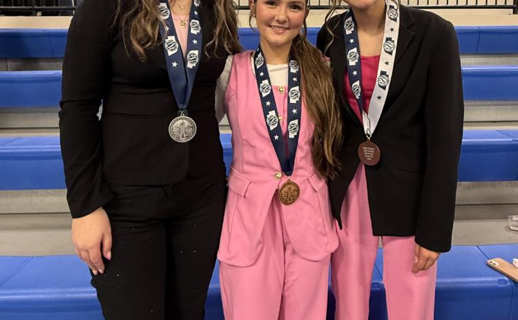 Cross County had two entries medal at state speech: Kylie Moore (left) 2nd in extemp, and Lily and Ella Cramer (right) 3rd in duet. Great job girls. Photo provided.