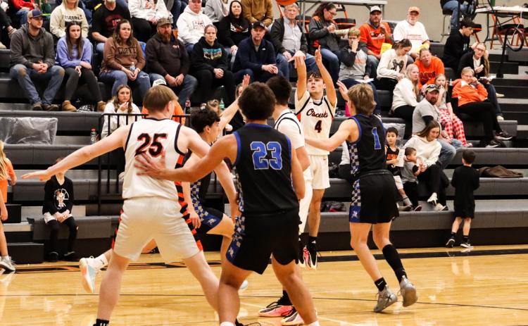 Osceola senior Brayden Santos set the new Osceola school record for 3-pointers in a career with 150. PCN file photo by Ken Kush.