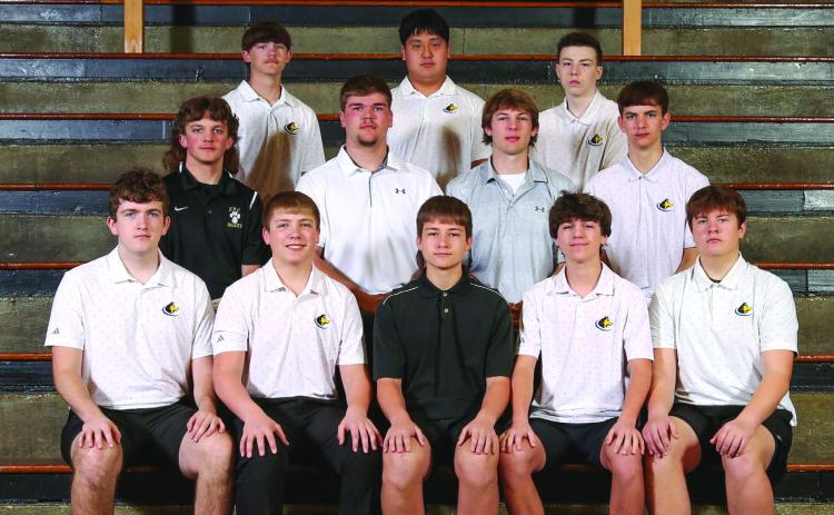 Shelby-Rising City golf. Front: Leighton Cromwell, Layne Donner, Eli Svoboda, Noah Thelen, Tanner Micek; Middle: Aaron Willis, Collin Vrbka, Dalton Pokorney, Hunter Barnes; Back: Jaxon Carter, Logan Pospisil, Urijah Grant. Not pictured is Keegan Osantowski. Photo provided by Digital Solutions of Norfolk.