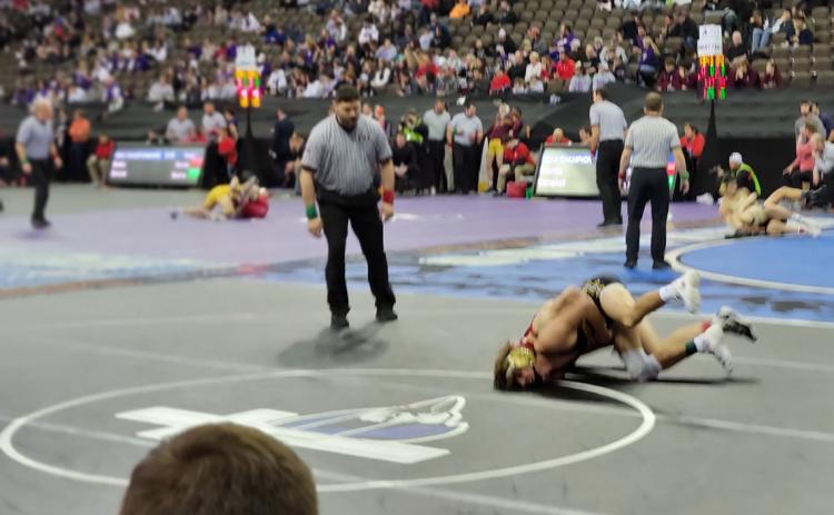 State wrestling takes place at the CHI Health Center every February. This year it will be February 15th-17th. They run 10 mats up until the finals. Pictured is a view from last year’s tourney. PCN file photo by Beth Sparrow.