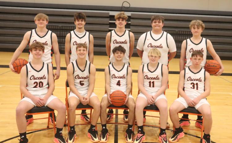 Members of the Osceola boys basketball team are; front (LR)- Jaxon Lassek, Brycen Kula, Brayden Santos, Rylon Brandenburger, Calvin Alexander. Back row- Kolton Barr, Jackson Winslow, Landan Drozd, Landon Winslow, Kamdyn Udey. PCN photo by Ken Kush.