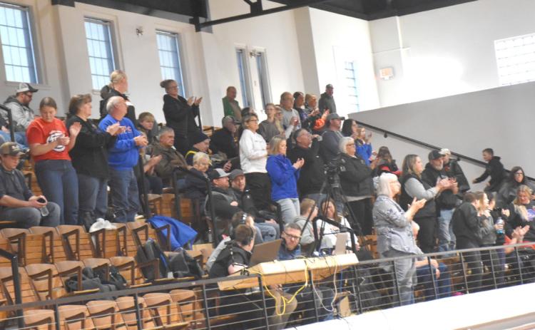 Storm fans cheer on the boys basketball team at CRC in York on Friday. PCN photo by Beth Sparrow.