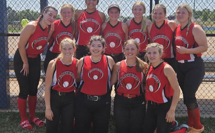 Gresham 18 and under softball team. Coaches: Tye Fischer and Joe Dey. Back Row: Marina Saeger, Ava Fischer, Cheyenne Tonniges,Lillian Butzke, Savannah Horne, Cora Hoffschneider, Mallory Rozendal Front Row: Ellie Tempel, Rachel Garcia, Danika Pohl, Rylee Menze. Photo provided.