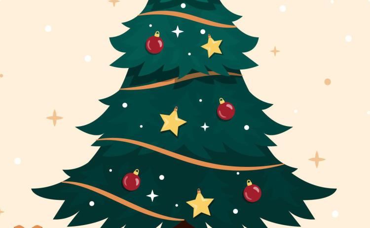 Christmas tree with presents, the dream of many small children at the holidays. Graphic provided.