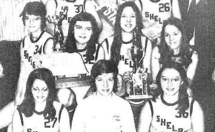 Shelby girls’ volleyball won the state championship in 1974. Photo from 1974 yearbook thanks to Shelby Library.
