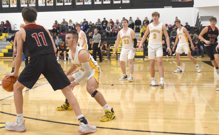 Shelby-Rising City used tight defense to outscore Fullerton 13-2 over the final 2:30 on Wednesday to win their opening round game at the holiday tournament. PCN photo by Beth Sparrow