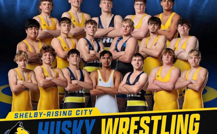 The 2025 Shelby-RC Huskies boys wrestling team members are; front (L-R)-Front row (L to R): Carter Schutt, Carter Eickmeier, Owen Krafka, Joaquin Jaquez, Traven Reznicek, Clay Schueth, Joe Karnegay Middle row: Logan Pospisil, Eli Svoboda, Logan Lindsley, Eli Fjell, Tripp Adams, Urijah Grant. Back row: Aaron Willis, Jett Vrbka, Coy Vrbka, Wyatt Manwarren, Sergio Espinoza. Photos provided by Goc’s Creative Images.