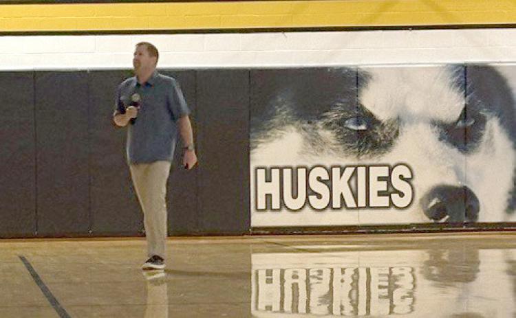 Darin Boysen from the Nebraska Coaches Association was at Shelby-Rising City speaking about sports and students. Photo provided.