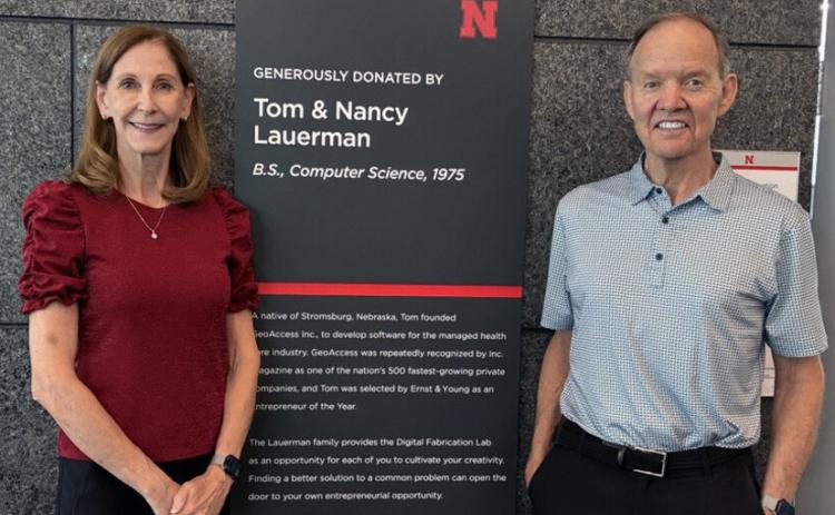 Nancy and Tom Lauerman made a $500,000 gift to equip the Tom and Nancy Lauerman Digital Fabrication Lab in Kiewit Hall at UNL.Photo by Connie White/University of Nebraska Foundation