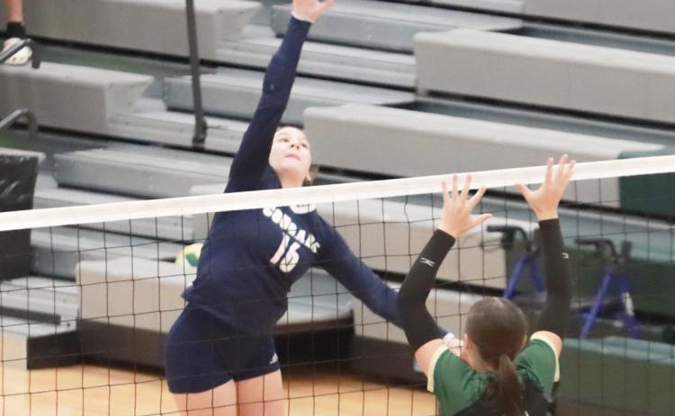 The Cougars’ Ava Pruter is the teams leader at the net as she has rang up 166 kills this season. That mark is almost twice as much as anyone else. PCN file photo by Ken Kush.
