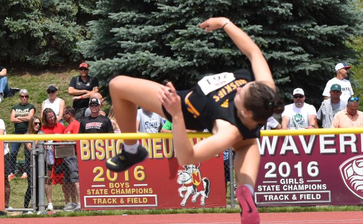 Shelby-RC’s Alexis Wetken cleared 4-11 in the high jump to finish in 18th at the Class C Girld State Track and Field Championships. PCN photo by Beth Sparrow.