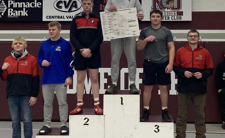 Cross County/Osceola freshman Bridger Johnson wins gold at 175 pounds at Neligh-Oakdale Invite- Photo was provided.