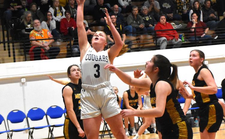 Ema Dickey goes up to put one in against McCool in the CRC championship. PCN photo by Beth Sparrow.