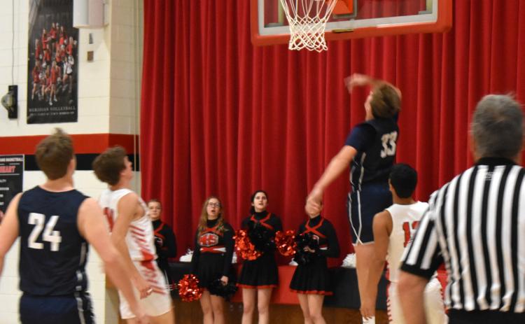 Ashton Seim puts one in against Meridian on Friday. PCN photo by Cienna Friesen.