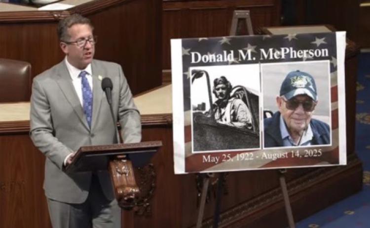 The legacies of our selfless military heroes, like Donald McPherson of Adams, Nebraska, must be celebrated and protected for future generations to understand the true cost of freedom. On the House Floor I honored the life, service and passing of America’s last great fighter pilot. Photo provided.