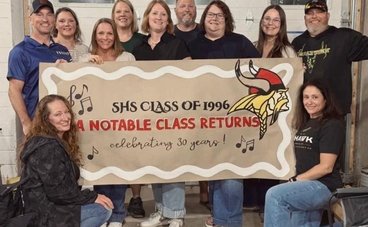 The 1996 Class from Cross County gathered this past weekend with 11 members. (L-R)Angel (Burke) Eschenweck, Chauncy Krol, Mandy (Peterson) David, Erin (David) Lacy, Brook Bjerrum, Tanya (McLean) Crawford, Travis Lane, Michelle (Sisty) Pruter Jennie (Frazier) Korth, Jeff Willhoft, Kasey (Horton) Ekstrom. Not pictured AJ Lindburg. Photo provided.