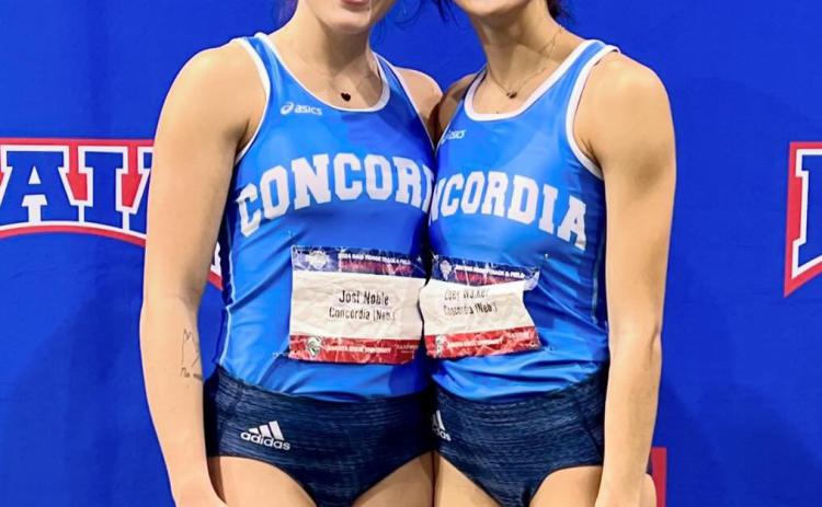 Josi Noble and Zoey Walker, ranked 14th and 16th in the pentathlon, placed 12th and 14th overall with near PRs (3167 points and 3125 points, respectively)! Noble graduated from Cross County while Walker graduated from Shelby-Rising City. Both participate in track at Concordia College in Seward. Great job! Photo provided.