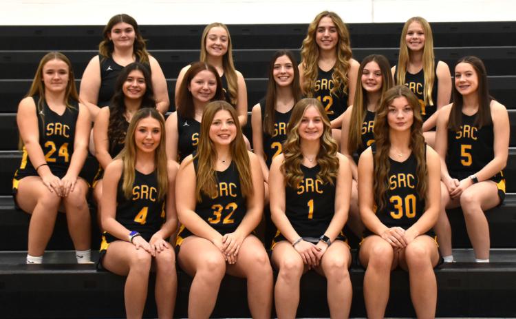 Shelby-RC 2024-25 girls basketball team: (front) Kendall Nickolite, Jordyn Donner, Taya Pinneo and Nicole Martensen; (second) Olivia Adams, Aleigha Escobar-Schaefer, Ashlyn Long, Leah Whitmore, Patience Spitz and Kaleigh Ruth; (third) Brooklyn Sumner, Maddie Augustin, Brea Schaefer and Olivia Frederick. PCN photo by Beth Sparrow.