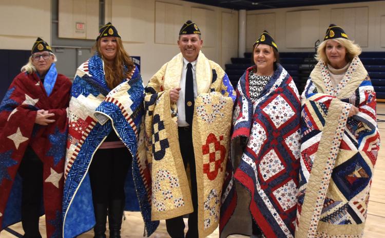 Receiving Quilts of Valor last Thursday were Kathy Parminter, Jaimie Branting, Tracy Nyberg, Sharon Heiden and Wendi Jasper. PCN file photo by Beth Sparrow.
