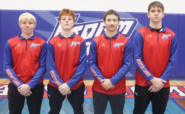 Members of the High Plains boys wrestling team are; Front (L-R) Camden Mattox, Makayo Confer, Aaron Brown, Landon Church. PCN photo by Ken Kush.