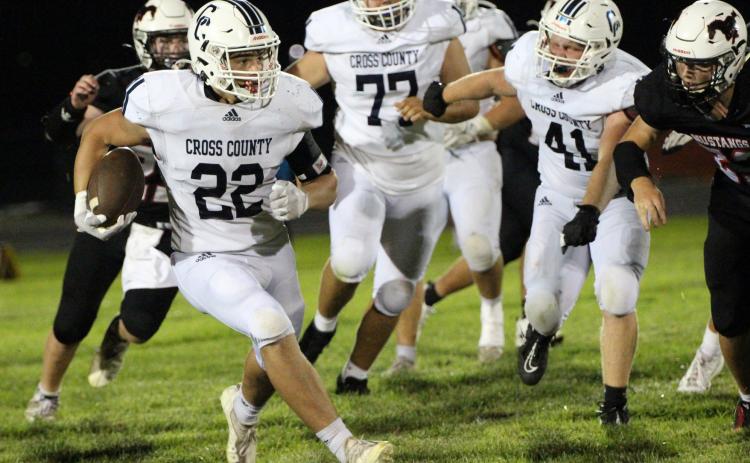 Cross County junior Dalton Noble rushed for 53 yards on 8 carries Friday night. PCN photos by Travis Lane