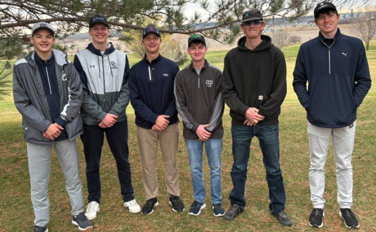 Cross County golf includes Benson Seim, Brock Allen, Gabe Nuttelman, Marshall Johansen, Kole Crawford and Wyatt Hengelfelt. They were the winner of the Fullerton triangular. Photo provided.