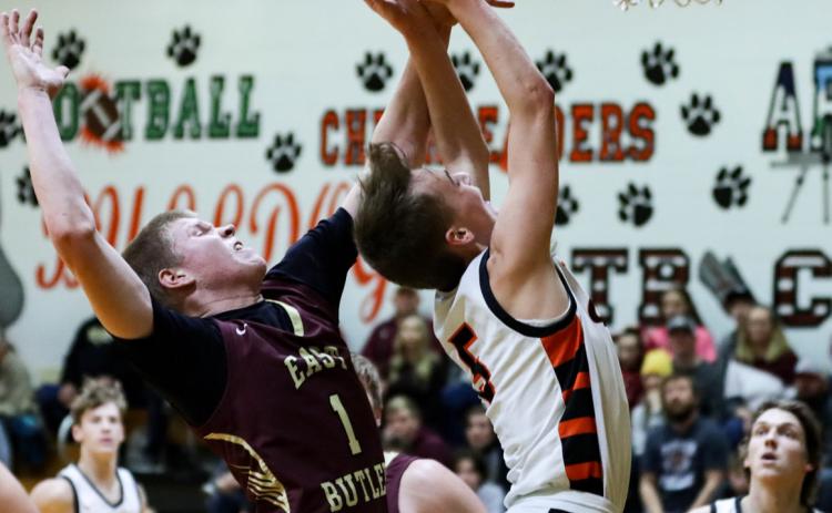 Boston Hinkle gets fouled as he goes up for the layup. PCN photo by Blaine Winslow.