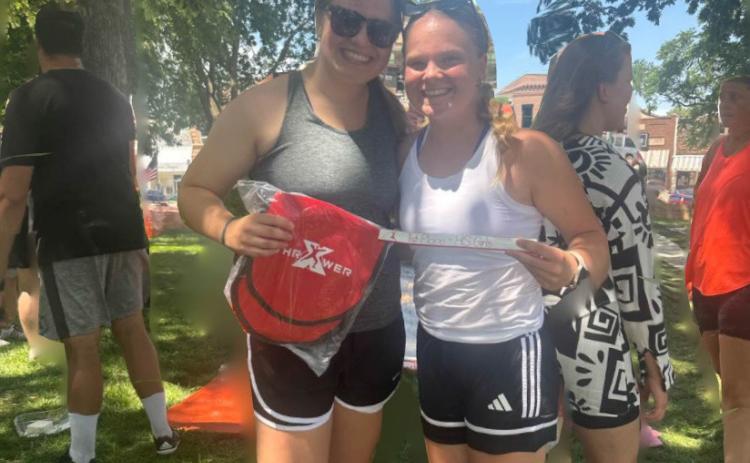 Melinn Roberts (left) and Janna Roberts (right) competed at A’ror’n Days over the weekend in Aurora Nebraska. Melinn set a PR in the shot put throwing over 35 feet to finish first and Janna won the pole vault. Photo provided.