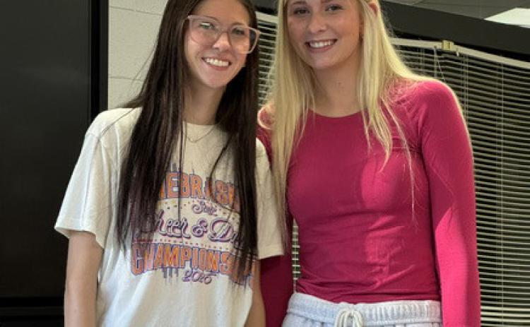 Osceola Girls’ State attenders Allie Kula and Kenzie Bartling presented their report to the Auxiliary members and junior class on Wednesday Aug. 26th. They explained the activities they attended. Photo provided.