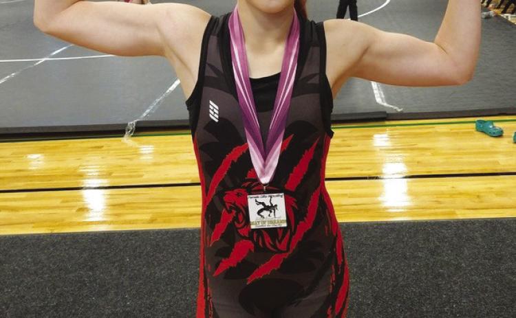 Reagan Eaton wrestled on a girls dual team which finished in 8th place amongst 16. Shelby-Rising City Schools photo